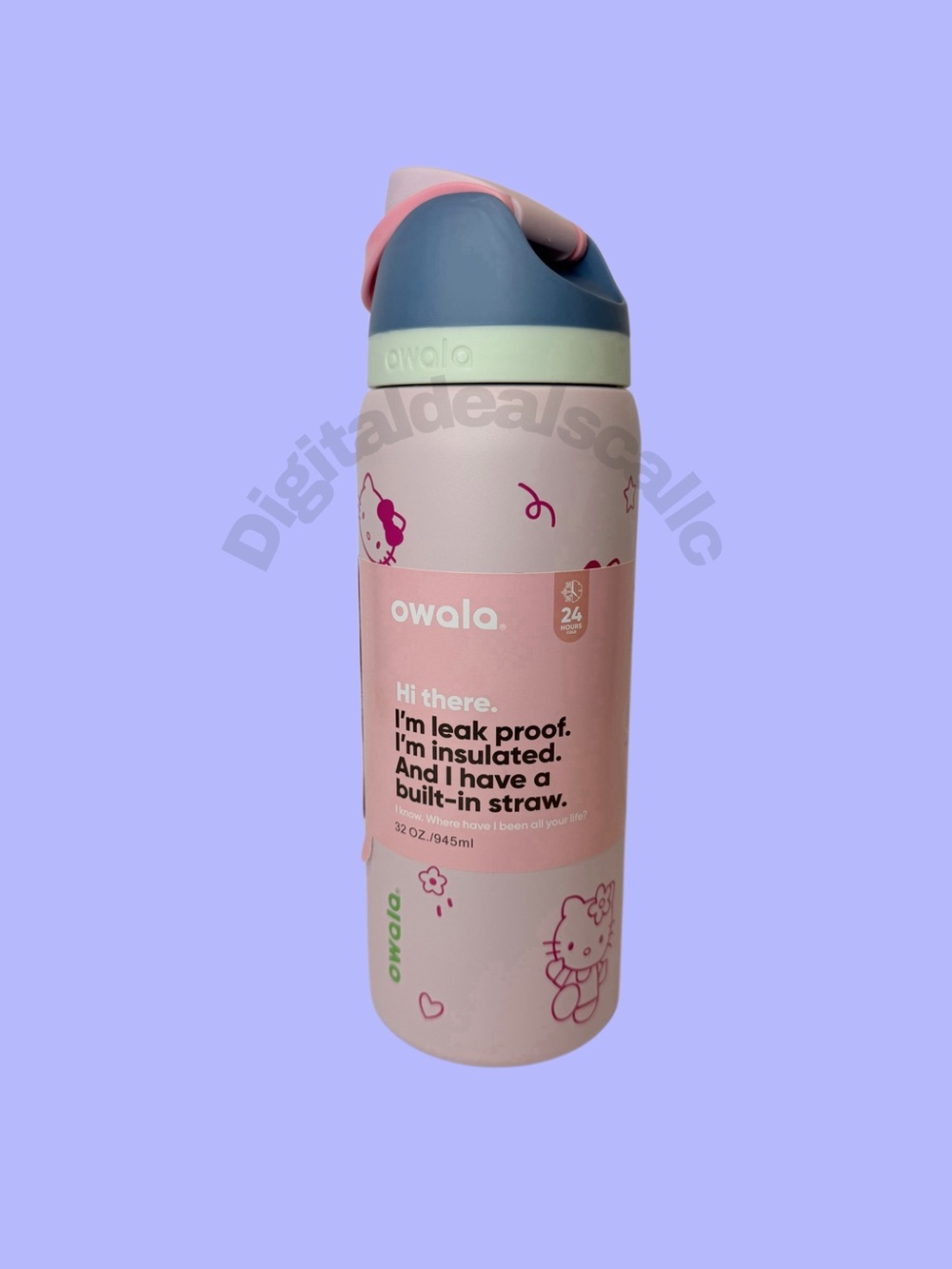 owala FreeSip 32 oz water bottle Hello Kitty Pink Built-In Straw rare